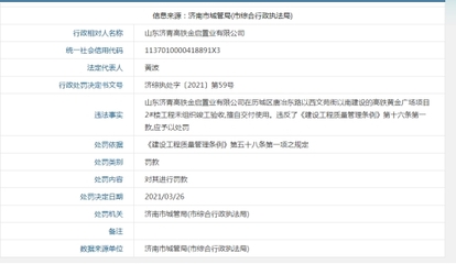 未組織竣工驗收擅自交付使用 濟青高鐵金啟置業(yè)再遭罰